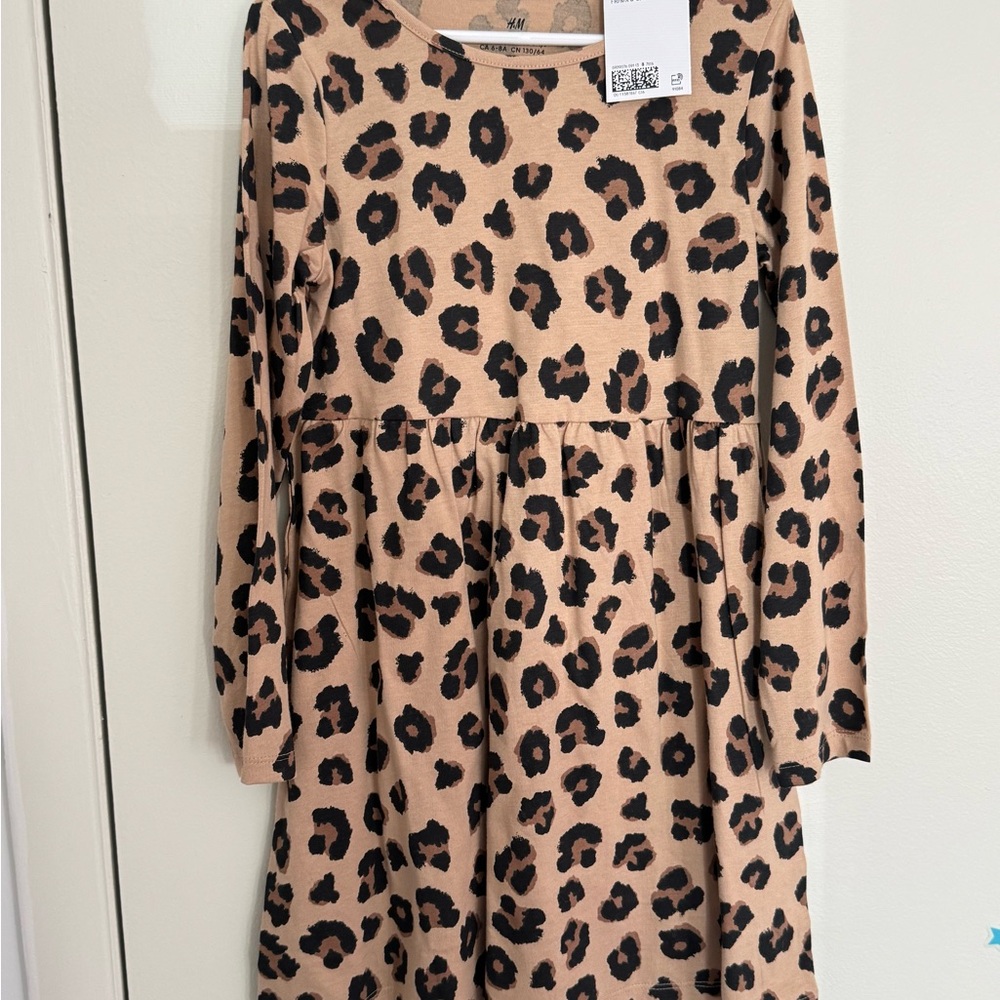 H&M Tan and Brown Casual Sundress Long Sleeve